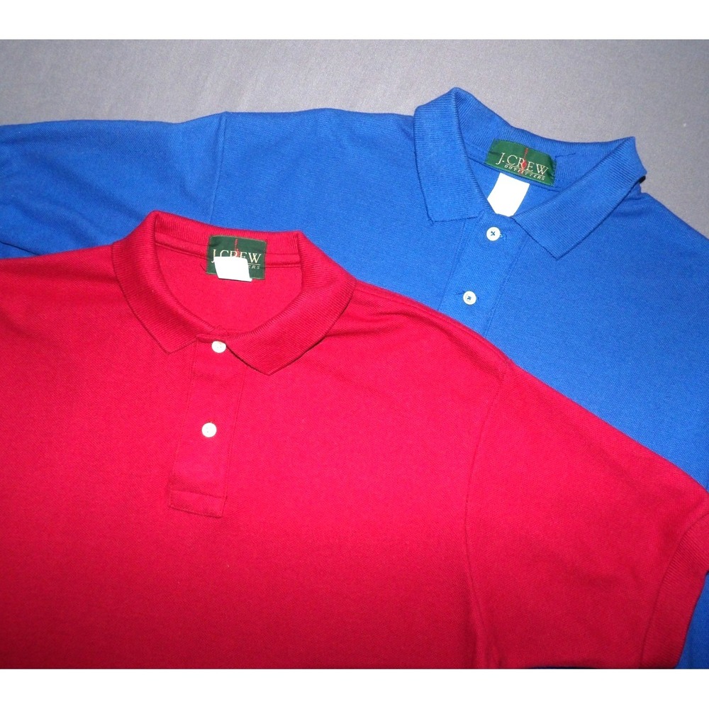 Lot of 2~ J.Crew Vintage Oarsman Short Sleeved Knit Cotton Polo Shirts Men's LRG